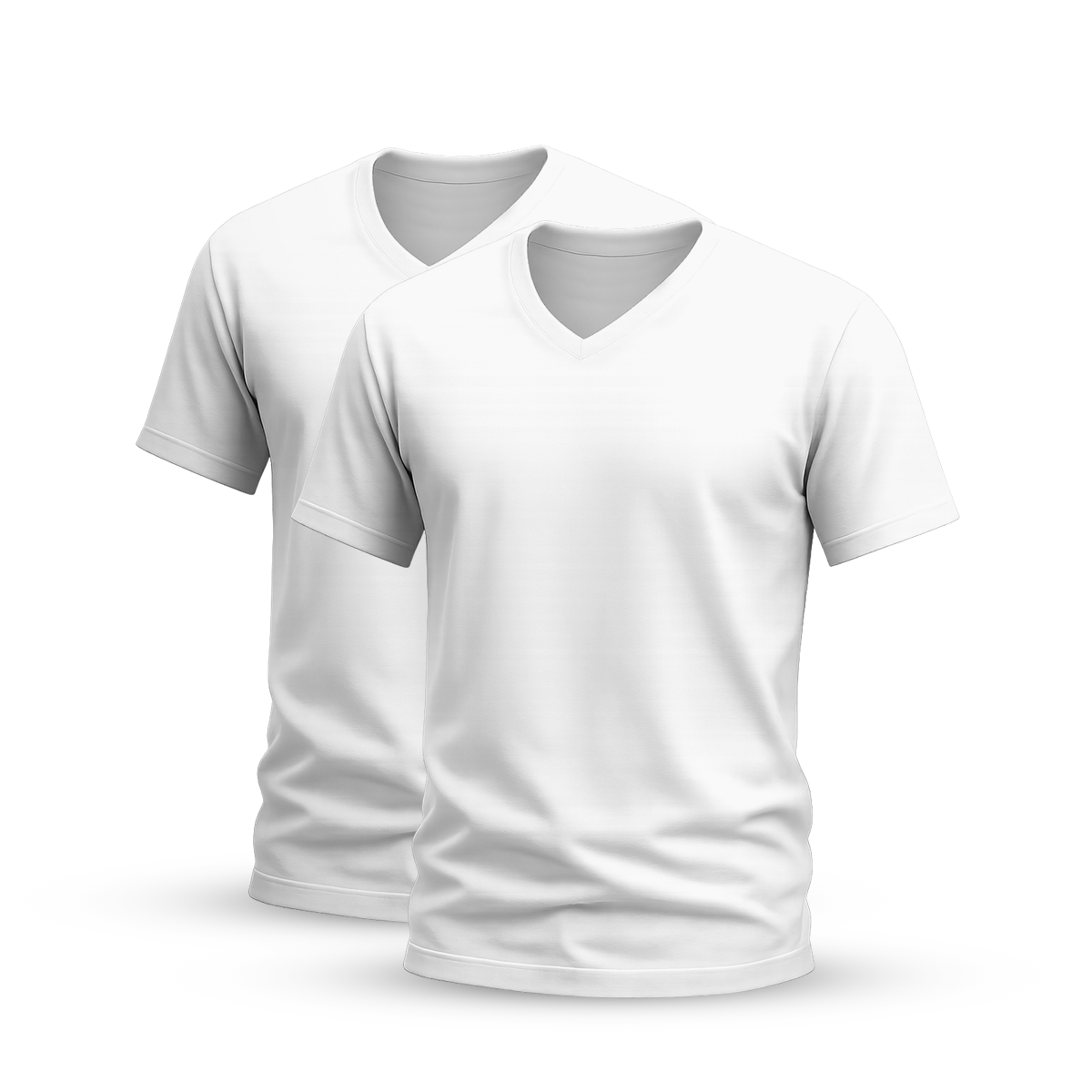 Camisetas Blancas Manga Corta Cuello V Algodón Pack 2