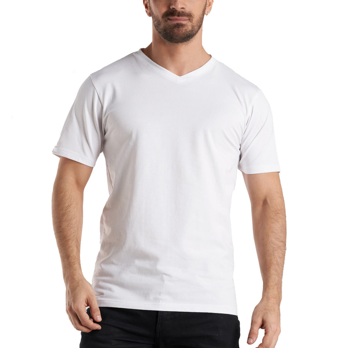 Camisetas Blancas Manga Corta Cuello V Algodón Pack 2