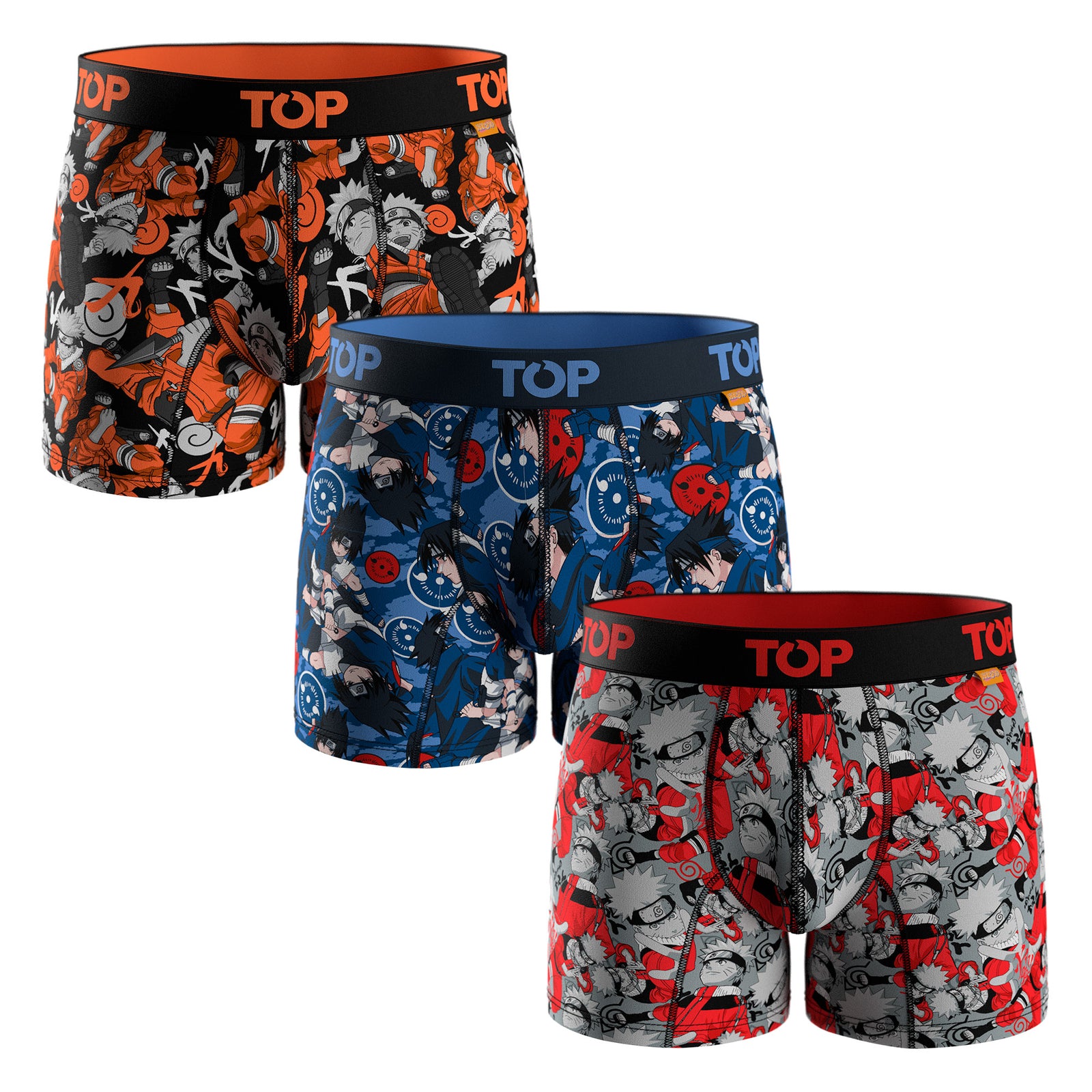 Bóxer Medio Microfibra Naruto Pack 3 C1