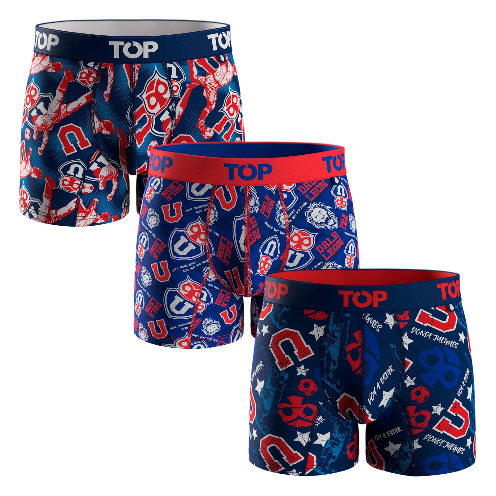 Bóxer Medio Microfibra Universidad de Chile Pack 3 C3