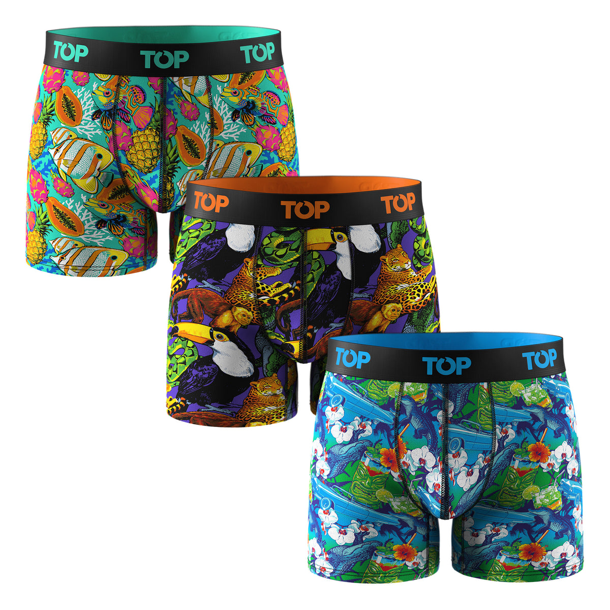 Bóxer Medio Hombre Algodón Pack 3 Tropical C1
