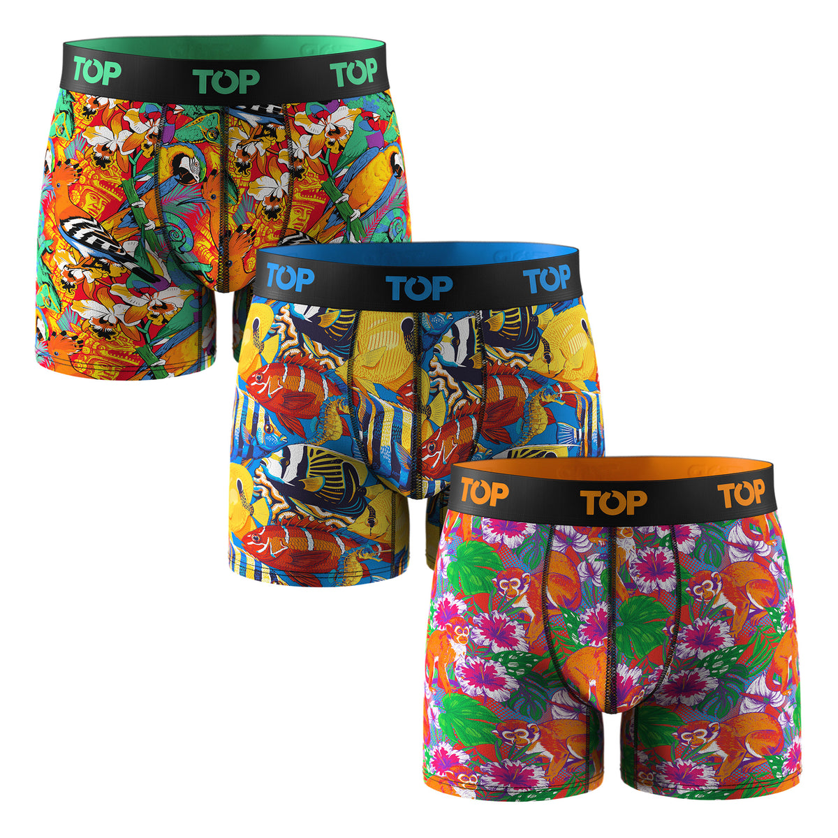 Bóxer Medio Hombre Algodón Pack 3 Tropical C4