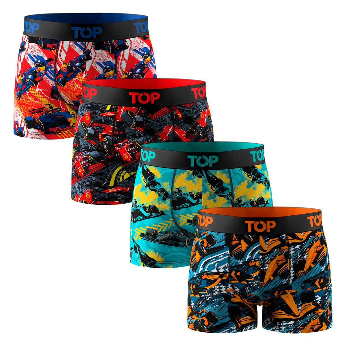 Bóxer Medio Niño Algodón Pack 4 Motores C1