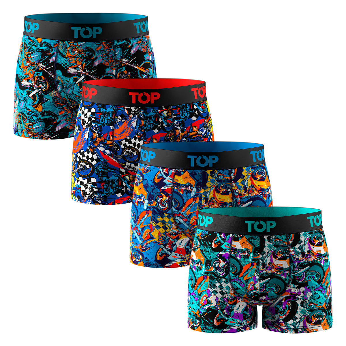 Bóxer Medio Niño Algodón Pack 4 Motores C2