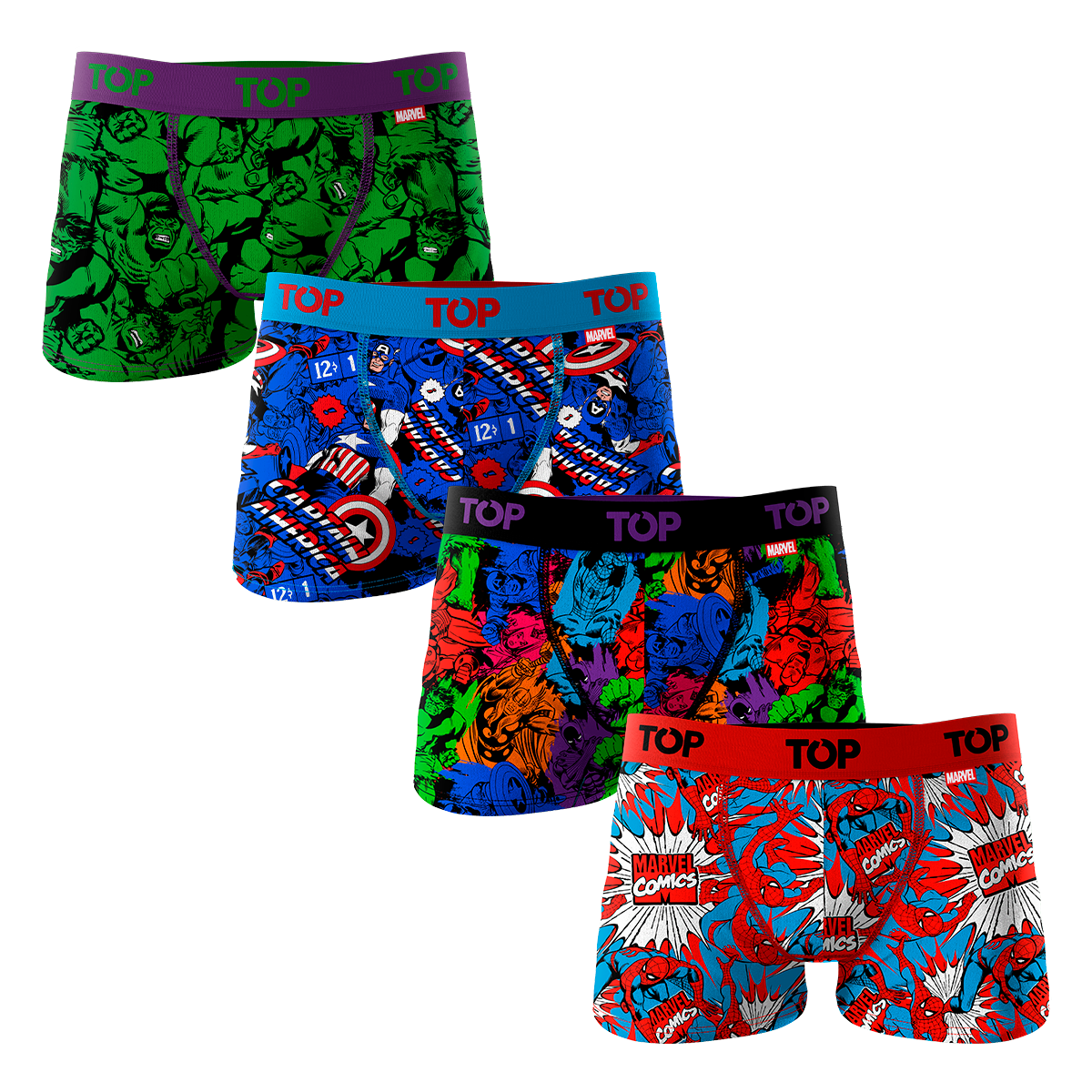 Boxer Nino Algodon Marvel Pack 4 C15 Top Underwear
