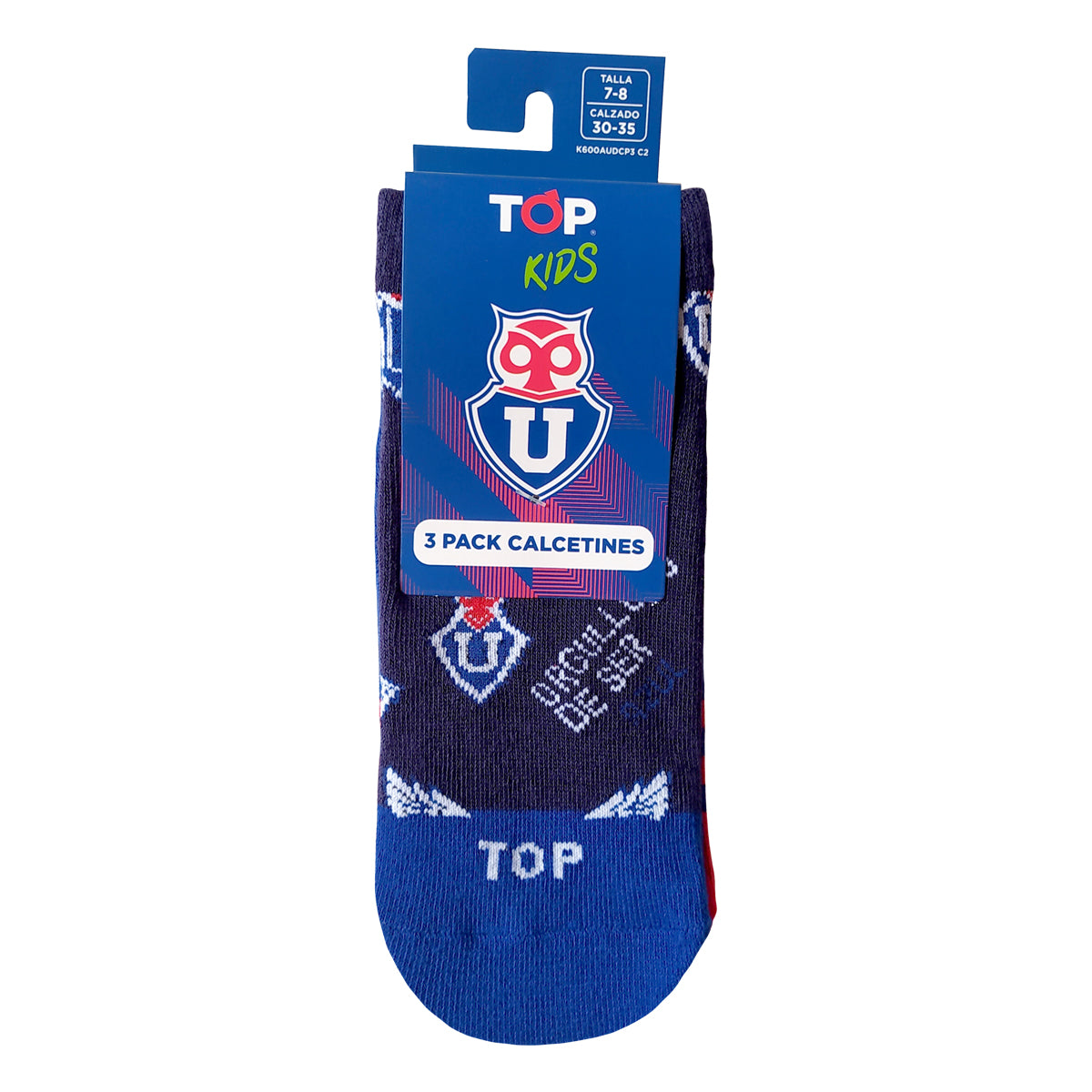 Calcetines Cortos Algodón Niños Universidad de Chile Pack 3 C2