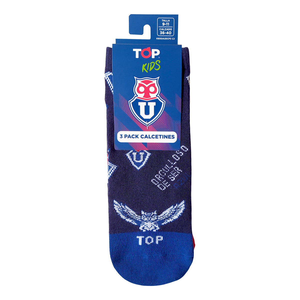 Calcetines Cortos Algodón Niños Universidad de Chile Pack 3 C2