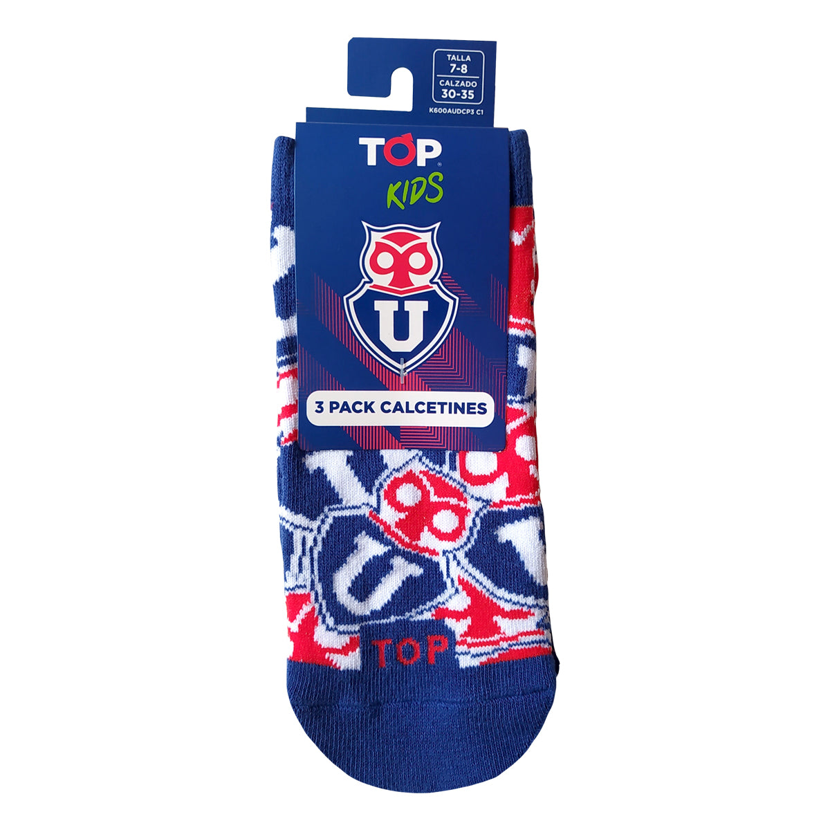 Calcetines Cortos Algodón Niños Universidad de Chile Pack 3 C1