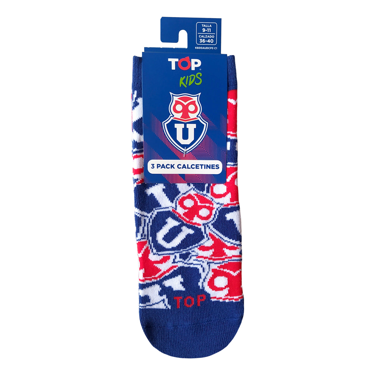 Calcetines Cortos Algodón Niños Universidad de Chile Pack 3 C1