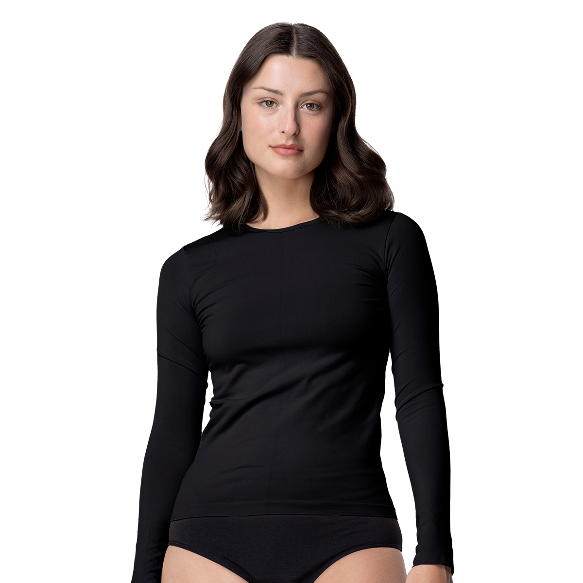 Camiseta Manga Larga Microfibra Mujer C1 Cuello Redondo