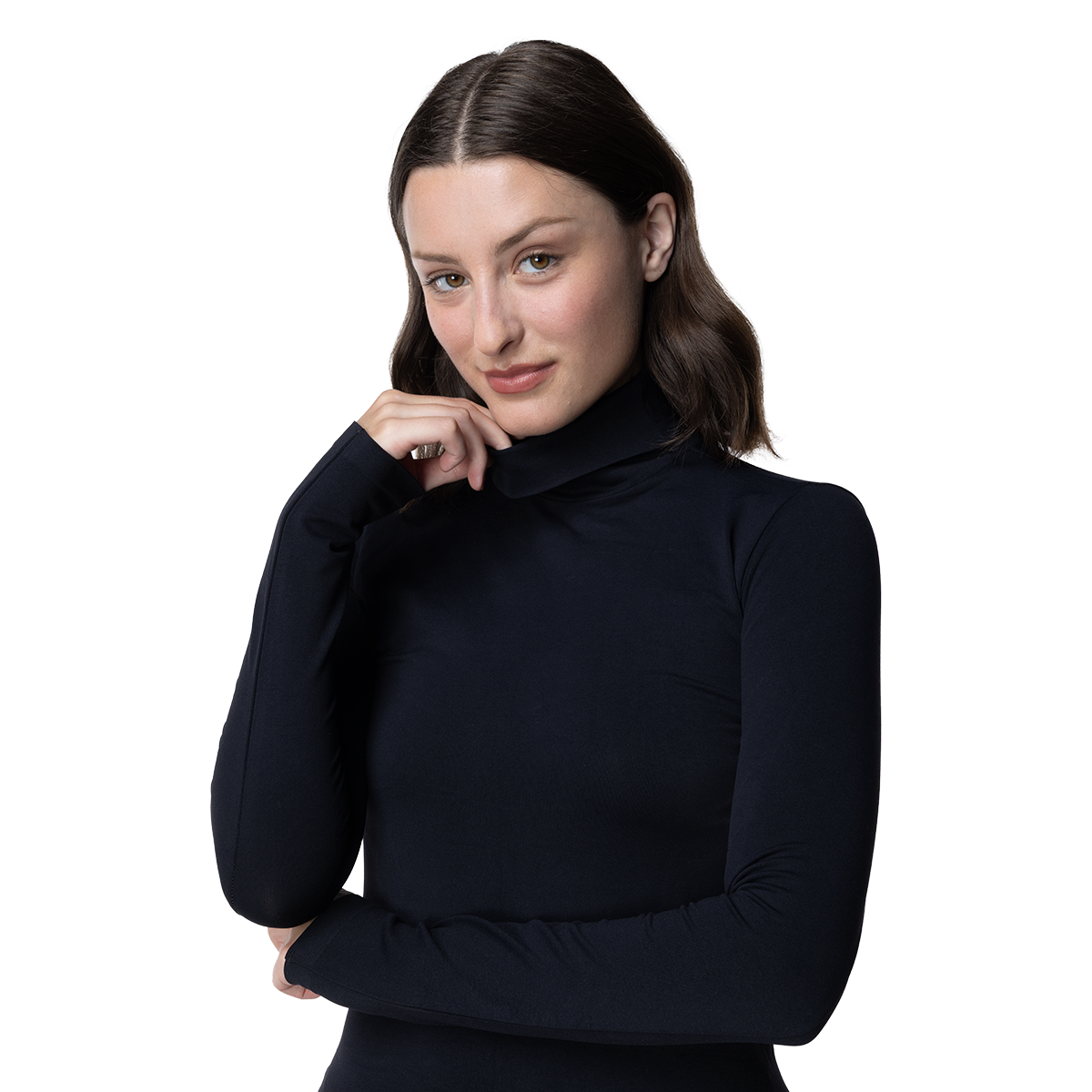 Camiseta Mujer Manga Larga Microfibra Cuello Tortuga