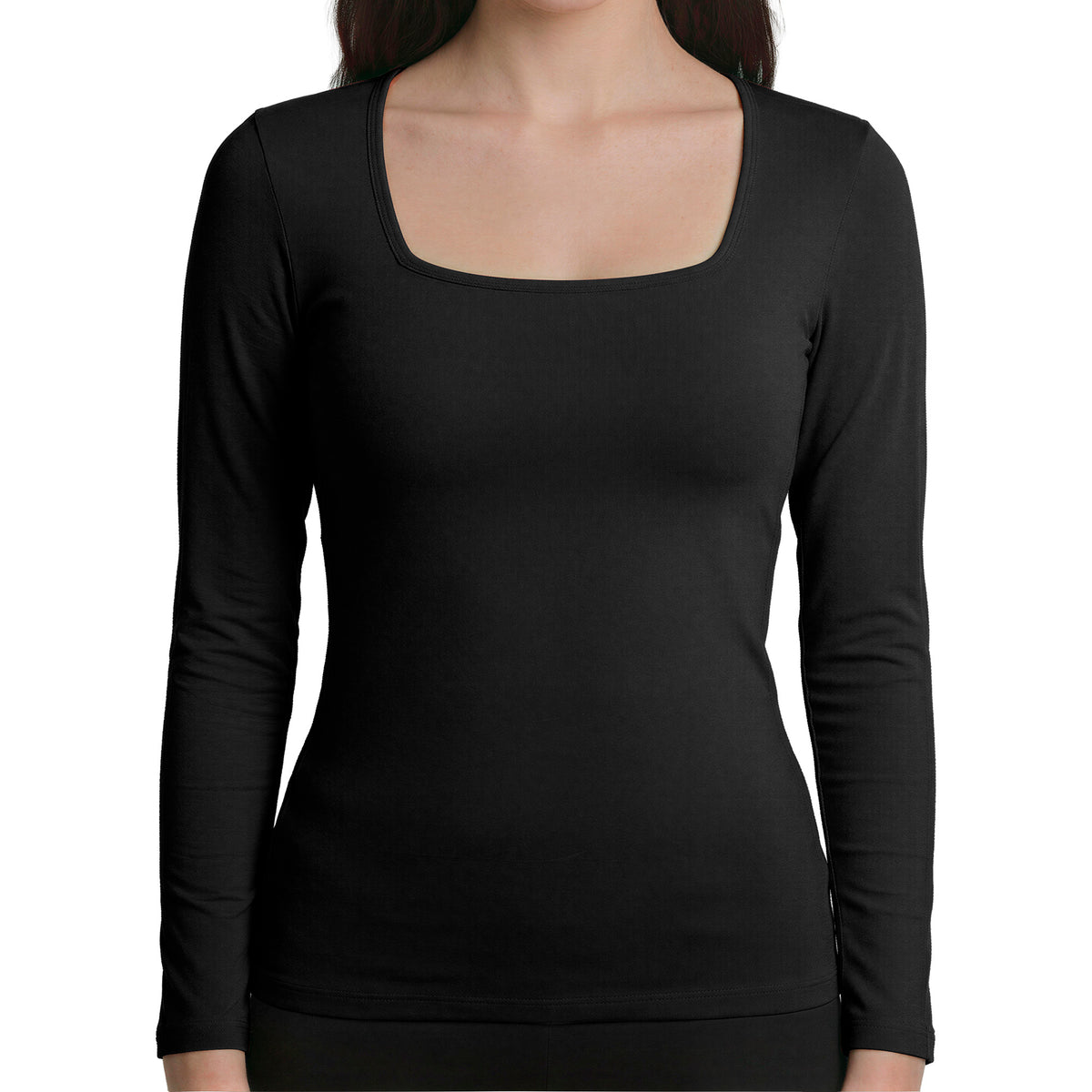 Camiseta Panty manga larga Mujer escote cuadrado C1