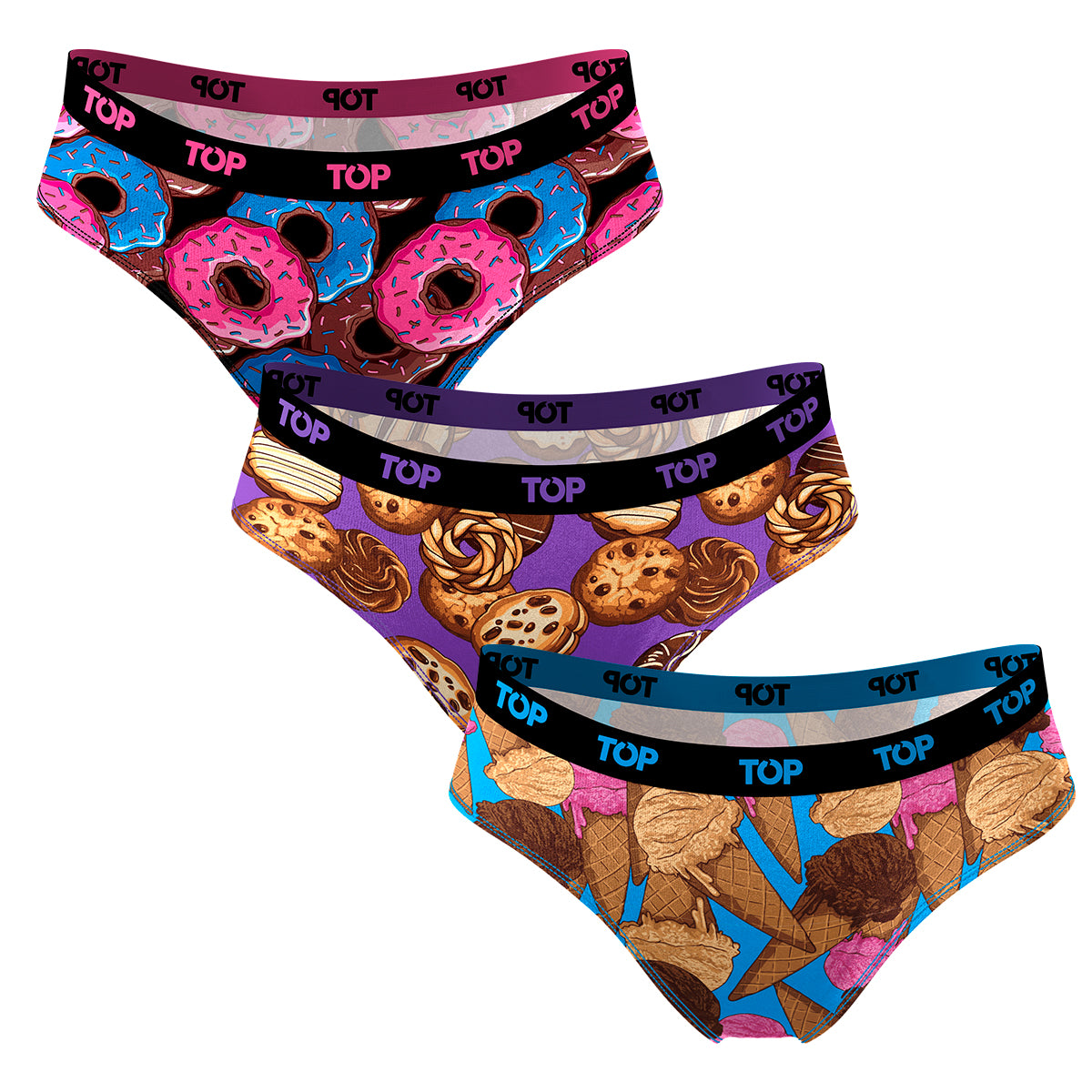 Calzón Bikini Algodón Pack 3 Icónicos - Fast Food C2