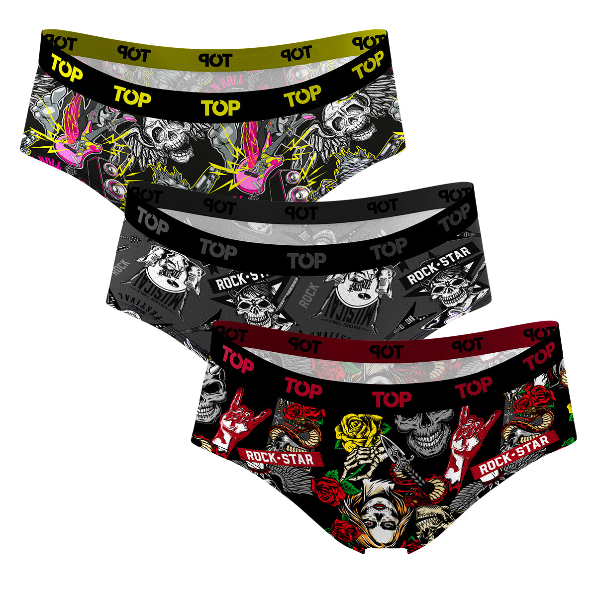 Calzón Pantaletas Algodón Con Elástico Pack 3 Icónicos - Rock C1