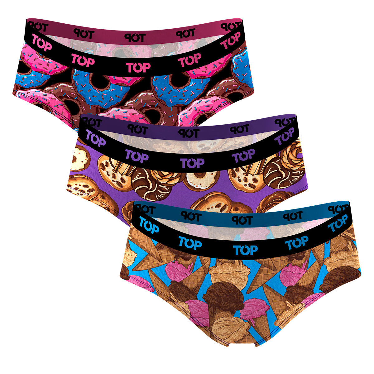 Calzón Pantaletas Algodón Con Elástico Pack 3 Icónicos - Fast Food C2