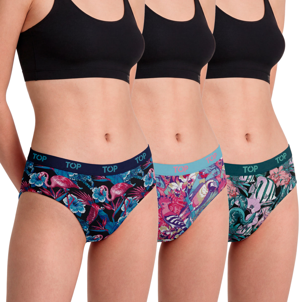 Calzón Pantaletas Algodón Con Elástico Pack 3 Colección Tropical C1