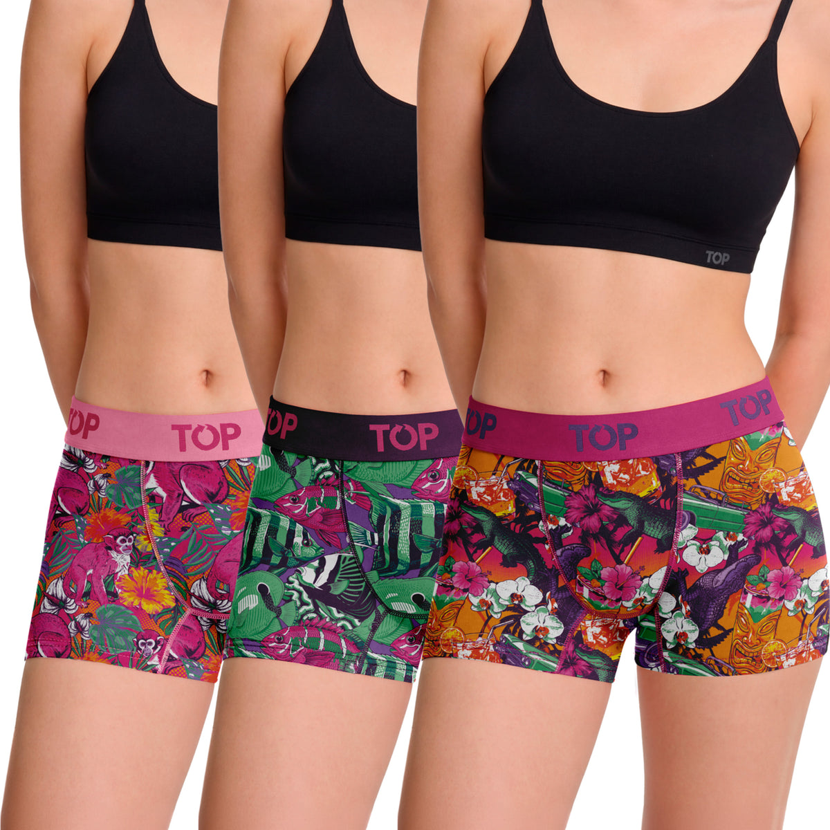 Bóxer Corto MUJER Algodón Pack 3 Colección Tropical C2