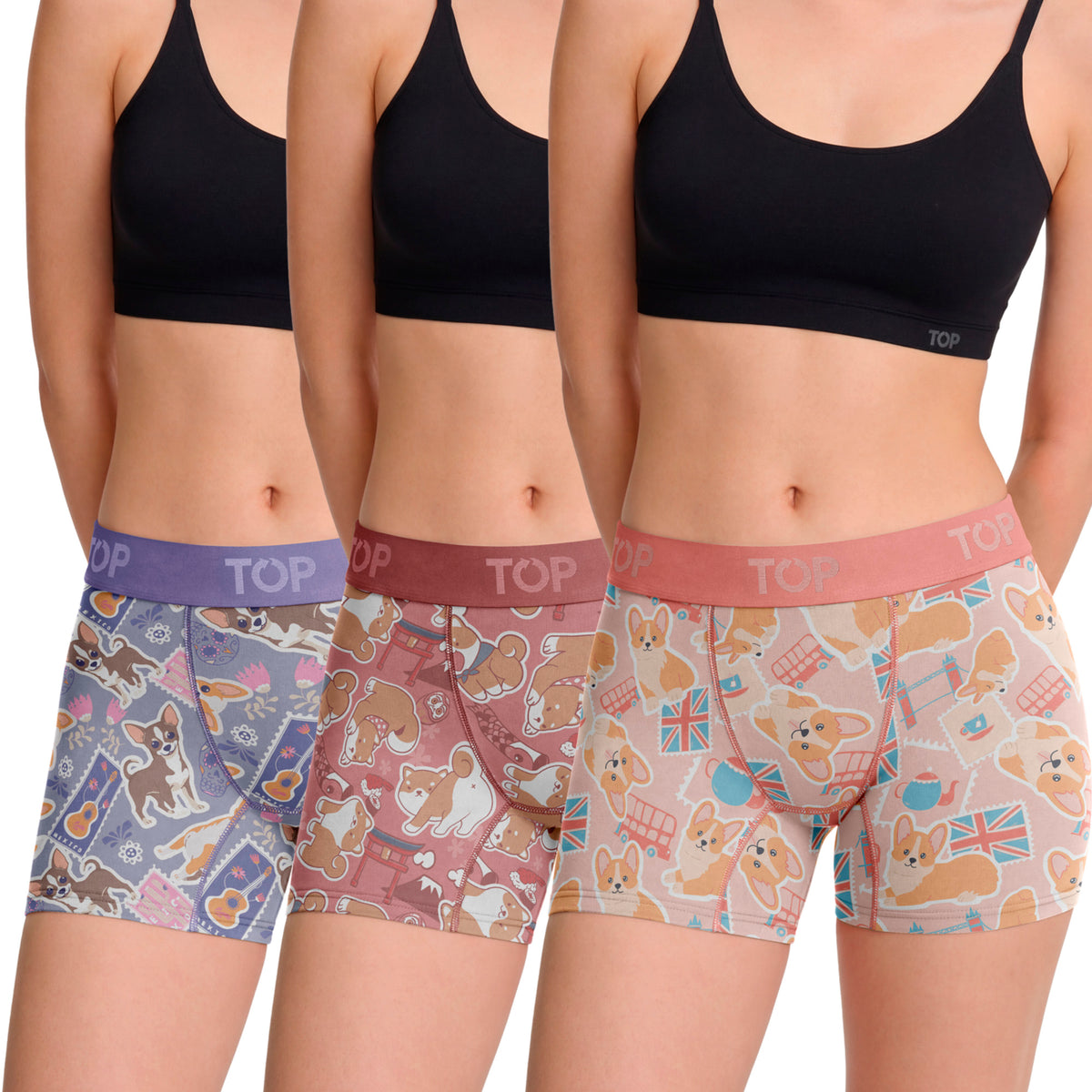 Bóxer Medio Mujer Algodón Pack 3 Colección Favs C1