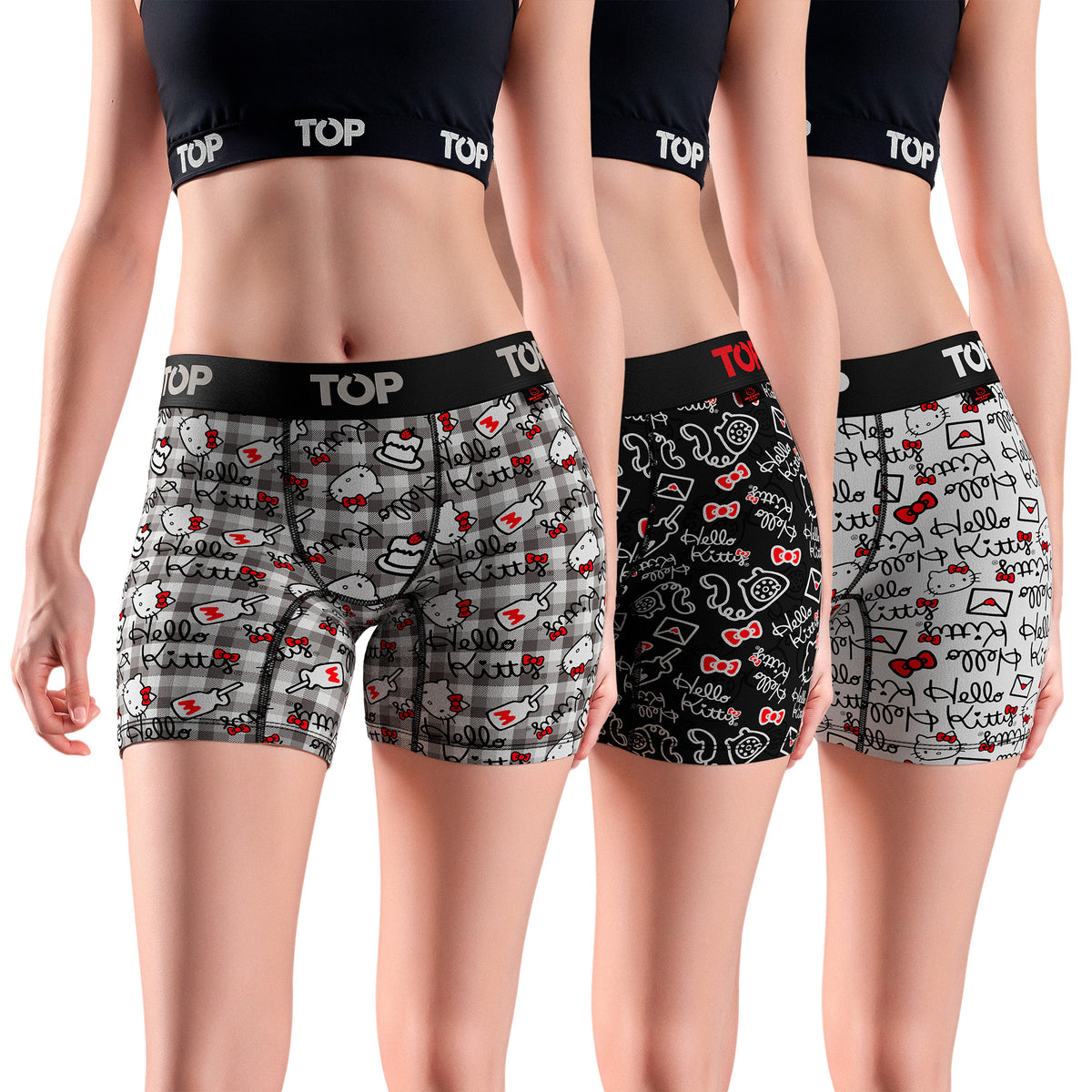 Bóxer Medio MUJER Algodón Pack 3 Hello Kitty C6