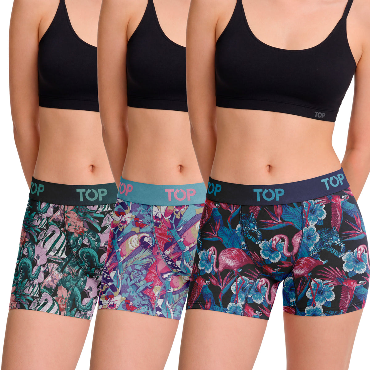 Bóxer Medio MUJER Algodón Pack 3 Colección Tropical C1