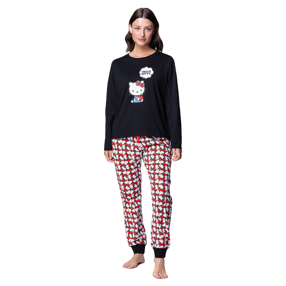Pijama Largo Mujer Algodón Invierno Hello Kitty C2