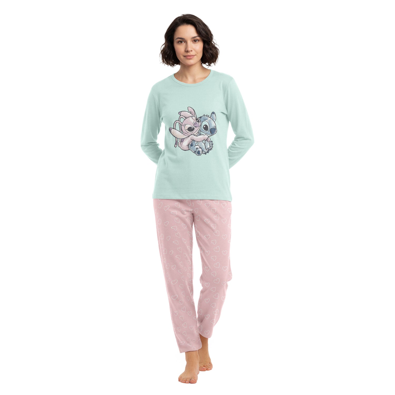 Pijama Invierno Mujer Stitch Algodón C1