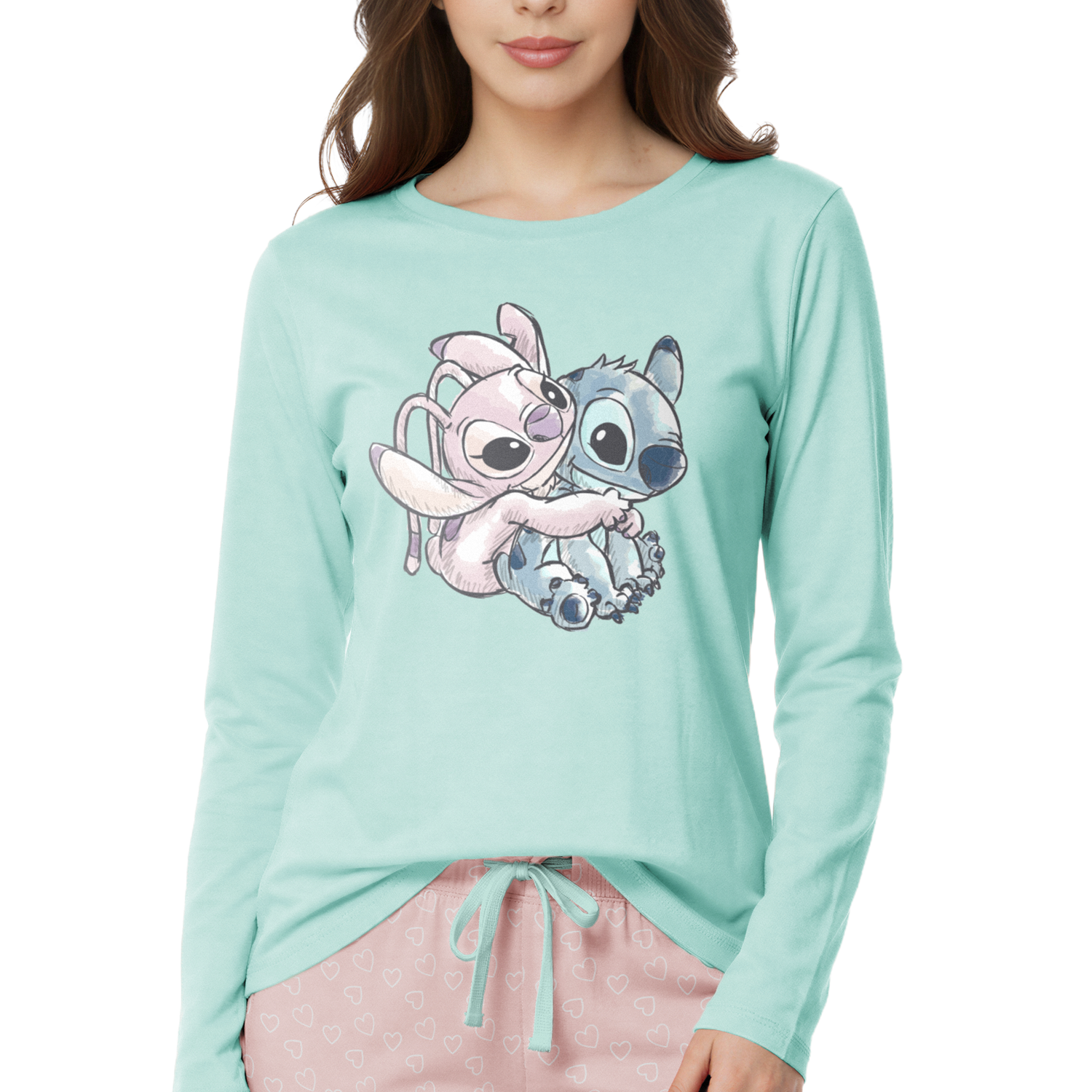 Pijama Invierno Mujer Stitch Algodón C1