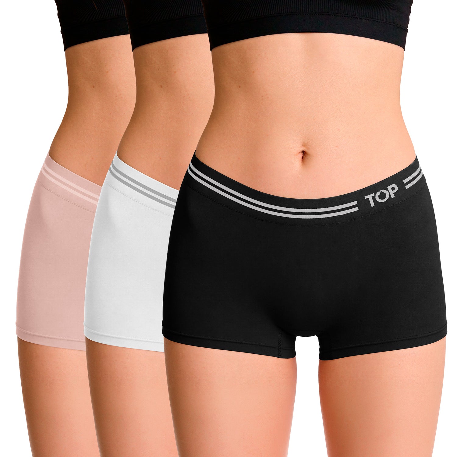 Bóxer Corto Mujer Sin Costura Microfibra Con Elástico Pack 3 Active C1