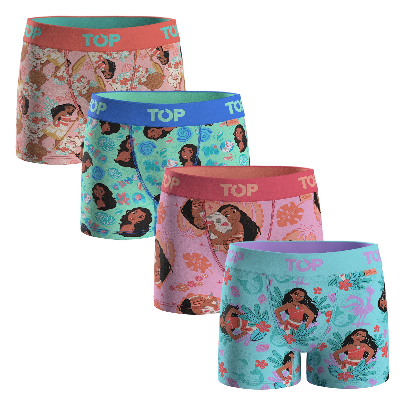 Bóxer Medio NIÑA Algodón Pack 4 Moana C1