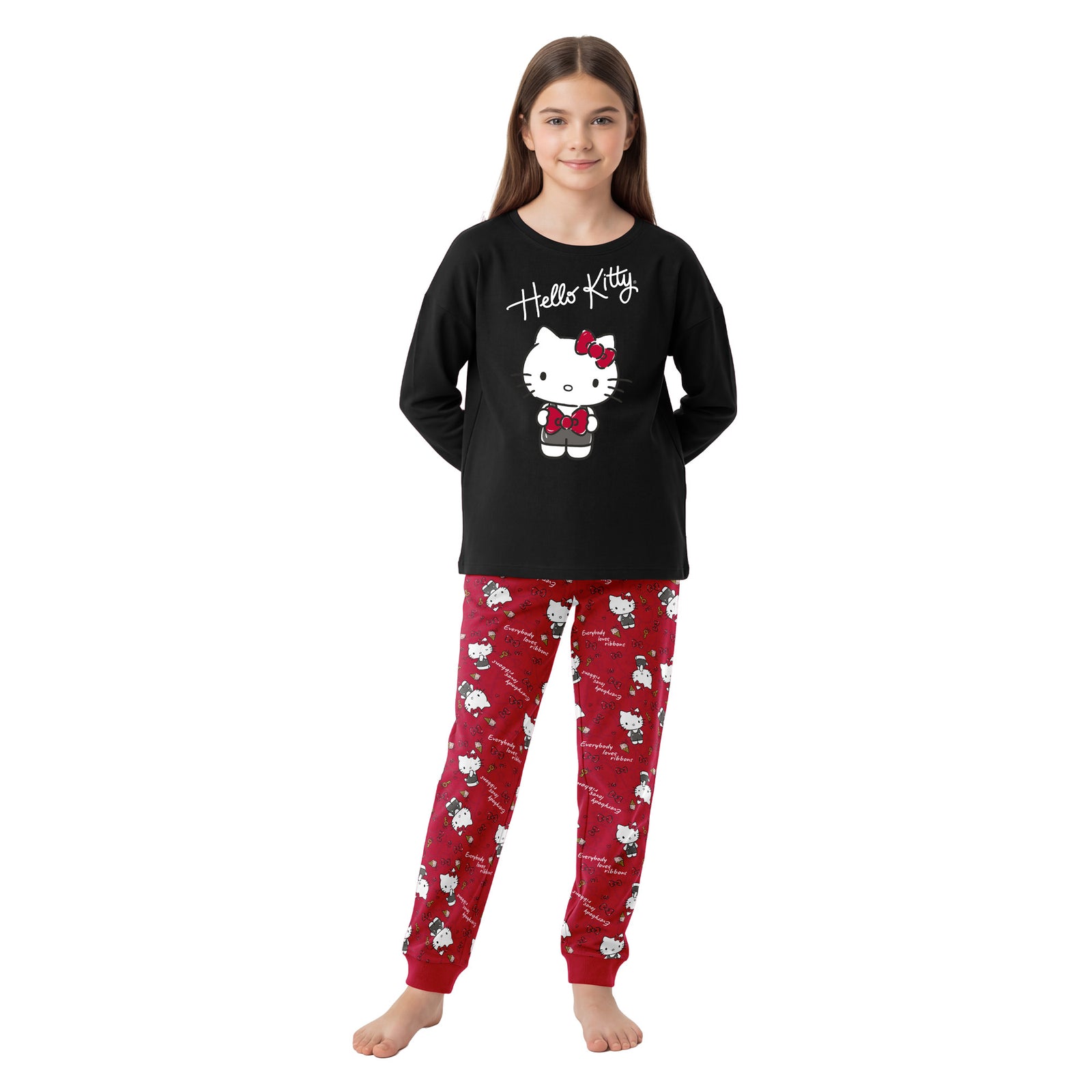 Pijama Largo Niña Algodón Invierno Hello Kitty C1