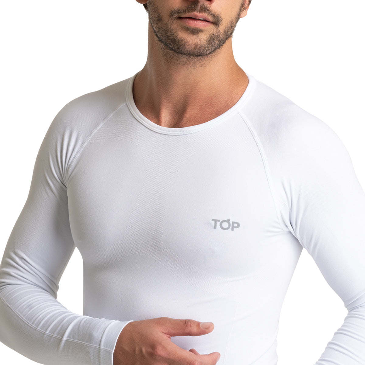 Camiseta Deportiva Primera Capa Microfibra Blanca - Top Underwear