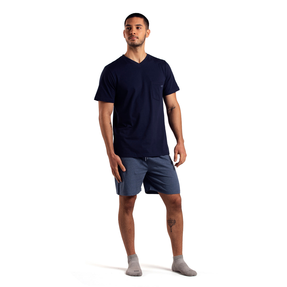 Pijama Algodón Hombre Verano Azul 232 C1