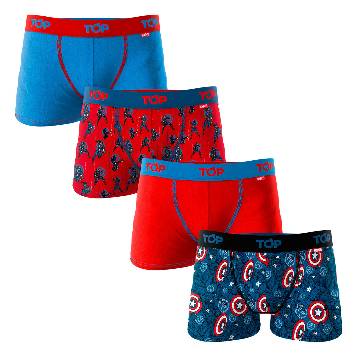 Boxer Niño Algodón Marvel Pack 4 C2 Capitán América