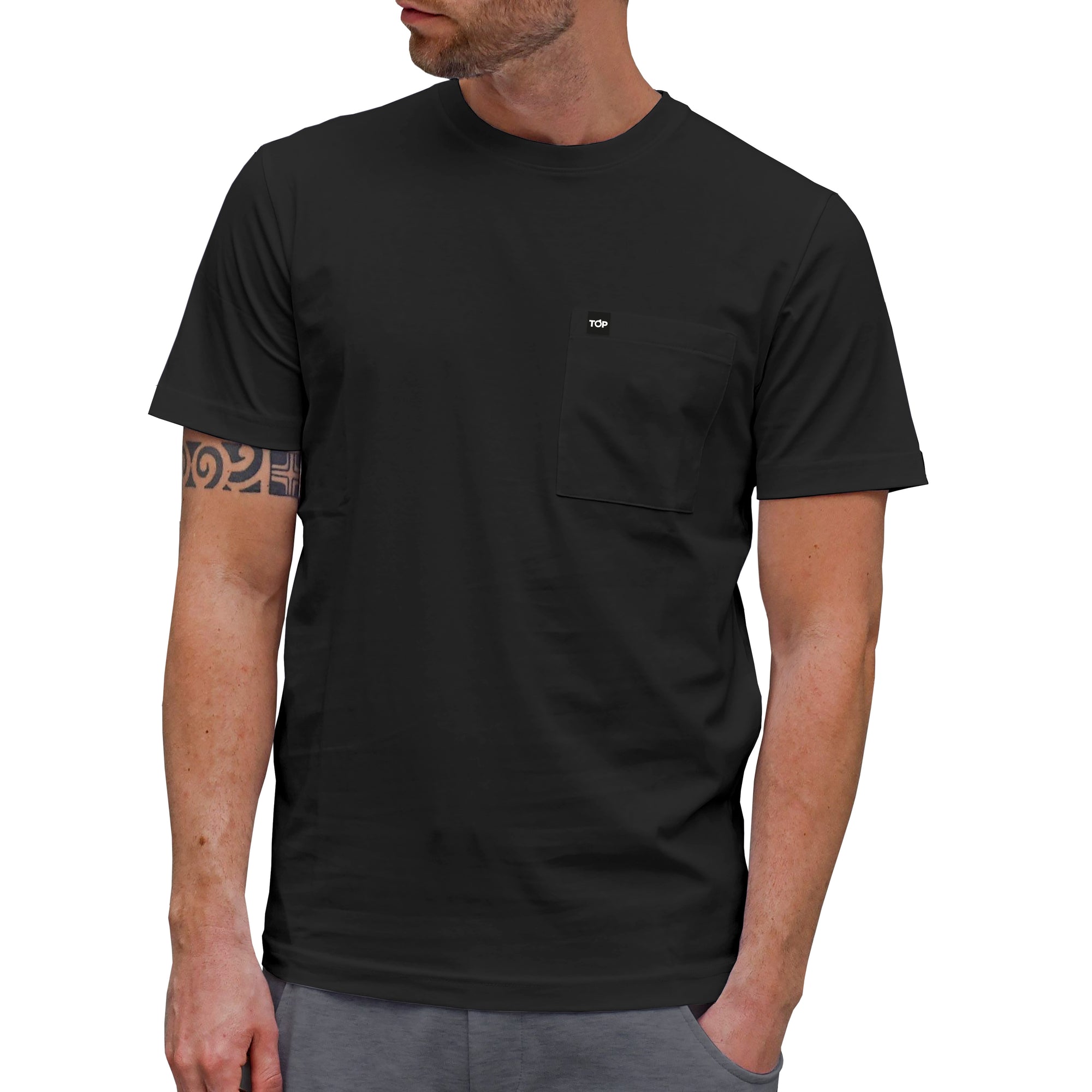 Polera de Algodón de Hombre Negra